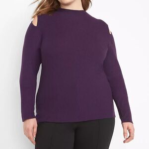 Lane Bryant - Mock-Neck Ribbed Sweater With Cutouts
